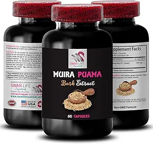 Energy Support Complex - Muira PUAMA BARK Extract - Mindful Energy Lift, Natural Energizer, Everyday Strength Support, Botanical Drive, Balanced Boost Blend, Adventure Readiness 1 Bottle 60 Capsules