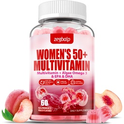 Sugar-Free Womens Multivitamin 50 Plus Gummies with Calcium, Magnesium, Zinc, Vitamin A, C, D3, E, K2, B Complex, Folate, Biotin - Multi Vitamins & Minerals for Skin, Energy, Immune Support