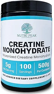 Creatine Monohydrate Micronized Powder Unflavored 500G, 5000mg Per Serv (5g), 100 Servings