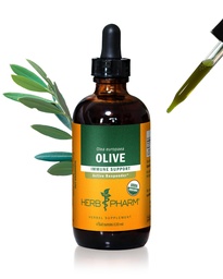 Herb Pharm Certified Organic Olive Leaf Liquid Extract Drops for Immune System Support, 4 Oz