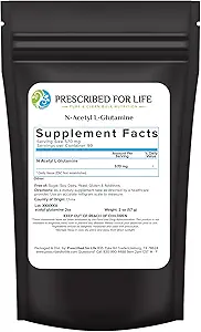 Prescribed For Life N Acetyl L Glutamine Powder, Pure L Glutamine Amino Acids Supplement (2oz / 56g)