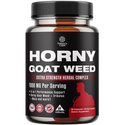 Natures Craft Horny Goat Weed for Men - Extra Strength Male Supplement with Black Maca Root, Tongkat Ali, Saw Palmetto & Panax Ginseng Extract for Stamina & Energy - 90 Count