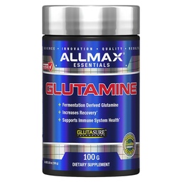 ALLMAX L Glutamine Powder 100g, Fermented L-Glutamine Powder Pure, Unflavored Glutamine Supplement for Gut Health, Recovery & Immune Support, Vegan, Gluten Free