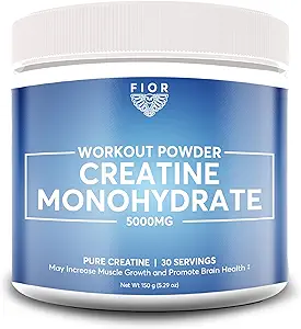 FIOR Pure Creatine Monohydrate Powder - Micronized Creatine for Men & Women, Pure Non-GMO, Vegan & Gluten Free Creatine Powder, 5 Grams per Serving, 30 Servings