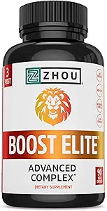 Zhou Boost Elite - Energy Supplement, Natural Muscle Support Pills for Men with Tribulus, Fenugreek, Ginseng, and Maca - 90 Veggie Capsules