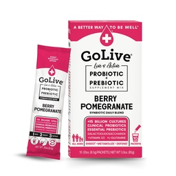 GoLive Prebiotic and Probiotic for Women, Men, Kids. Berry Pomegranate Synbiotic Powder w/ L-Glutamine, Vitamin D3, Electrolytes. For Gut Health, Digestion, Metabolism, Immunity 15-50B CFUs.