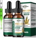 2 Pack Mullein Drops for Lungs, 1200mg Mullein Leaf Extract Liquid Drops with Chlorophyll for Lung Cleanse & Detox, Support for Respiratory, Immune, Digestive System