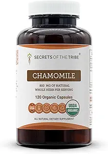 Secrets of the Tribe Chamomile USDA Organic 120 Capsules | High-Potency Herbal Supplement | Made with Vegetarian Capsules and Organic Chamomile (Matricaria recutita) Dried Flower (120 Count)