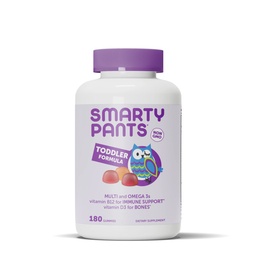SmartyPants Toddler Multivitamin Gummies: Omega 3 Fish Oil (EPA/DHA), Vitamin D3, C, Vitamin B12, B6, A, K & Zinc, Biotin, Beta Carotene, Gluten Free, Three Fruit Flavors, 180 Count (60 Day Supply)