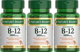 Nature's Bounty Vitamin B-12 5000 mcg, 40 Quick Dissolve Tablets (Pack of 3)