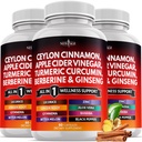 Ceylon Cinnamon, Turmeric, Apple Cider Vinegar, Ginseng, Aloe Vera, Berberine Plus Banaba, Ginger Root - 180 Count