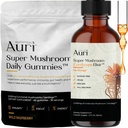 Auri Energy & Immune Boost Pack Super Mushroom Daily Gummies Cordyceps Elixir Bundle - Daily Wellness for Focus, Stamina, and Longevity - 60 Gummies + 60ml Tincture