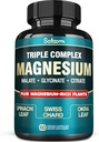 Pure Magnesium Glycinate 500mg Capsules - High Absorption with Triple Magnesium Supplement Complex with Glycinate, Malate, Citrate - Support Heart, Joint & Brain - 60 Vegan Pills