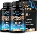Glucosamine Chondroitin MSM Collagen | Joint Support Supplement 2800 mg | Made in USA | Flexibility Nutritional Vitamins | for Men & Women, Pack of 2