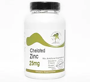 Chelated Zinc 25mg ~ 200 Capsules - No Additives ~ Naturetition Supplements