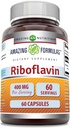 Amazing Formulas Riboflavin (Vitamin B2) Supplement | 400 Mg per Serving | 60 Capsules | Non-GMO | Gluten-Free | Made in USA