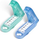 DUBSTAR 2PCS Pill Cutter Splitter for Small and Tiny Pills, Multiple Pill Cutters for Small or Large Pills, Adjustable Pill Splitter with Centering Device and Blade Guard (Blue+Cyan)