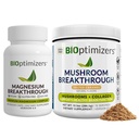 BiOptimizers Magnesium Breakthrough 4.0, (30 Capsules) & Mushroom Breakthrough Powder (Salted Caramel, 15 Servings) - Natural Sleep and Brain Superfood & Supplement Bundle