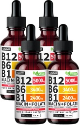 (2 Pack) Vitamin B12 Liquid Drops 5000mcg - B12 Sublingual with B6 & Vitamin B Complex - Methylcobalamin B12 Drops for Women & Men - Vegan Supplement, Non-GMO, Strawberry (2 Fl Oz, 160 Servings)