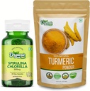 ORGANIC ZING Spirulina Chlorella- 30Cap & Turmeric Powder- 227g