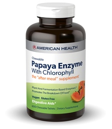 American Health Papaya Enzyme Chewable Tablets - Promotes Nutrient Absorption, Helps Digestion and Freshens Breath with Chlorophyll & Pepermint - Gluten-Free, Vegetarian - 600 Count