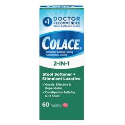Colace 2-in-1 Stool Softener Plus Stimulant Laxative Tablets, 60 Count