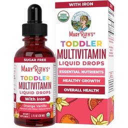 MaryRuth's Multivitamin with Iron for Toddlers for Ages 1-3 | USDA Organic | Immune Support | Bone Health | Growth & Development | Overall Wellness | Vegan | Non-GMO | Gluten Free | 1 Fl Oz
