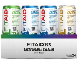 FITAID RX Zero Sugar, Encapsulated Creatine, Workout Recovery Drink, All-In-One Blend, BCAAs, Glucosamine, Turmeric, B-Complex, Electrolytes, Variety Pack, 12 Fl Oz (Pack of 24)