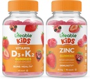 Lifeable Vitamin D3 + Vitamin K2 Kids + Zinc Kids, Gummies Bundle - Great Tasting, Vitamin Supplement, Gluten Free, GMO Free, Chewable Gummy