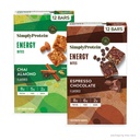 Simply Protein - Energy Bites Variety Pack, 24 Bars - Plant Based Caffeinated Squares - 55mg Caffeine - Energy Boost - 8g Protein, 2g Sugar, 5-6g Fiber, 120-130 Calories - Vegan, Gluten Free, Non GMO