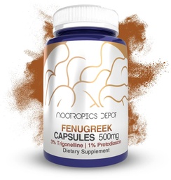 Nootropics Depot Fenugreek Extract Capsules | 500mg | 180 ct | 3% Trigonelline, 1% Protodioscin | Trigonella foenum-graecum | Mood, Fitness, & Metabolic Function