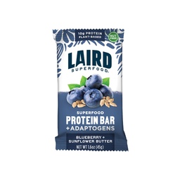 Laird Superfood Functional Protein Bars, Protein Bar but Better with Real Ingredients, Functional Mushrooms 10g Plant-Based Protein, 6g Fiber, Blueberry Sunflower Butter, 10 Count (Pack of 1)