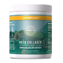 Primal Harvest Keto Collagen Powder with MCT Oil Hydrolyzed Collagen Peptides 10 oz Unflavored Paleo & Keto Friendly Protein Supplement
