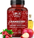 Love You Cranberry 60:1 Extract + Organic Apple Cider Vinegar – Max Strength 36,200 mg Equivalent – 120 Vegan Capsules – Urinary Tract & Digestive Support
