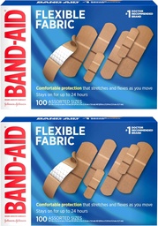 BAND-AID Brand Flexible Fabric Adhesive Bandages with Memory-Weave Fabric, Quilt-Aid Comfort Pad & Hurt-Free Pad; Wound Care for Minor Cuts, Scrapes, & Wounds, Assorted Sizes, 2 x 100 Count