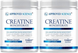 Approved Science Creatine Monohydrate Powder with BioPerine - Supports Lean Muscle Growth and Recovery - 360 Servings - 5000mg Per Serving - Unflavored - Non-GMO, Vegan