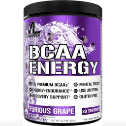 EVL BCAAs Amino Acids Powder - BCAA Energy Pre Workout Powder for Muscle Recovery Lean Growth and Endurance - Rehydrating Post Workout Recovery Drink with Natural Caffeine - Furious Grape