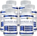 Research Verified® Thyroid Aid - Optimal Thyroid Function with Iodine, Copper & Zinc - 260 mcg Selenium - 100% Pure - Vegan Friendly - 60 Capsules Per Bottle - 6 Bottles