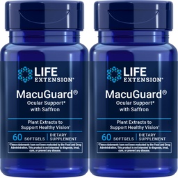 Life Extension MacuGuard Ocular Support with Saffron, 60 softgels (Pack of 2)