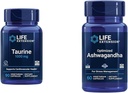Life Extension Taurine 1000mg and Ashwagandha 60 Capsules - Brain, Heart, Liver Health and Stress Management Supplement Bundle
