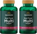 Real Food Multi Women's Multivitamin Multimineral Women's Health Urinary Tract Stress Response Bone Hair Skin Nails Support Supplement Vegan Gluten-Free Non-GMO 90 Veggie Capsules Veg Caps (2 Pack)