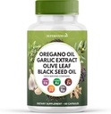 Superfood MD Oregano Oil Garlic Extract Olive Leaf Black Seed Oil Astragalus- for Women and Men- 60 Count