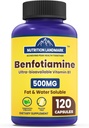 Vitamin B1 Benfotiamine, 500mg per Serving, 120 Capsules,Fat & Water Soluble Vitamin B1, Gluten Free, Non-GMO, Vegetarian