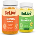 BeLive Bundle Magnesium and Turmeric Gummies for Relaxation, Sleep, Inmune Support and Mobility Support