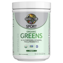 Garden of Life Sport Nutrition Greens and Superfoods Powder for Women and Men - Unflavored, Organic Blend - Spirulina, Fruit, Vitamins, Pre & Probiotics, Mushrooms, Athletic Supplements, 30 Servings