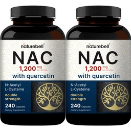 2 Pack NAC Supplement (N-Acetyl Cysteine) with Quercetin, 1,200mg Per Serving, 480 Capsules | Double Strength Antioxidant Support for Immune, Liver, & Lung Health – Non-GMO