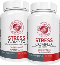 Silver Fern Stress Complex Supplement - with Caffeine - Sleep, Worry, Mood & More - with Saffron Supplements, L-Theanine Supplement, and Myo-inositol - Natural Stress Relief Supplement (Pack o 2)