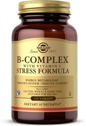 Solgar B-Complex with Vitamin C - 100 Tablets - Non-GMO, Vegan, Kosher & Gluten Free - 50 Servings