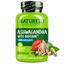 NATURELO Ashwagandha Organic Root Powder - Natural Herbs Supplement for Fatigue, Stress Relief, Mood Enhancer - with Black Pepper Extract - 90 Vegan Capsules
