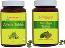 HERBAL HILLS Alfalfa Tablet and Moringa Leaf Tablet Pack of 2 Combo